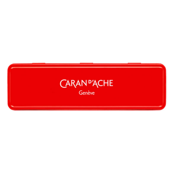 Caran d'Ache 849 ballpoint, Wonder Forest red. goft box closed